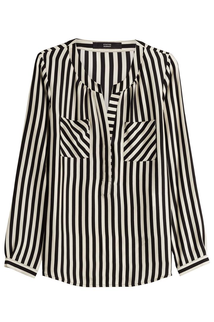 Steffen Schraut Steffen Schraut Striped Silk Blouse - Black