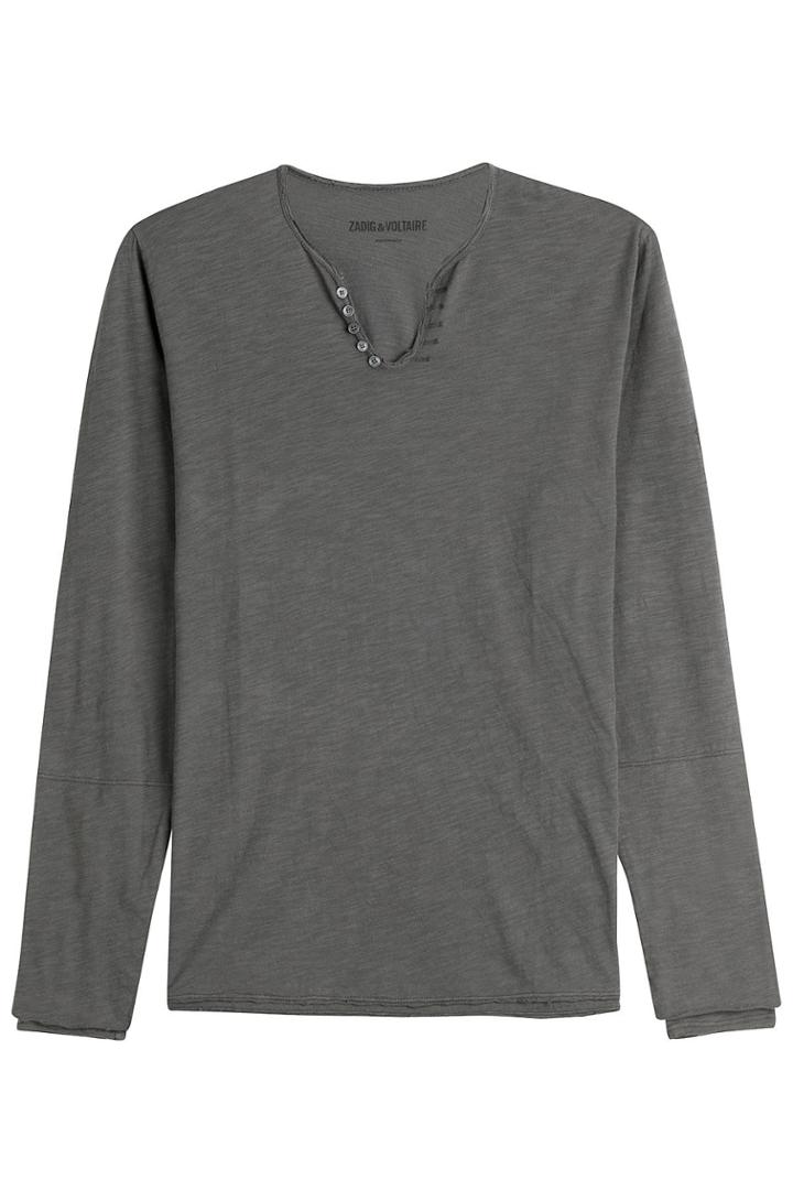 Zadig & Voltaire Zadig & Voltaire Nastir Light Slub Cotton Top - Grey