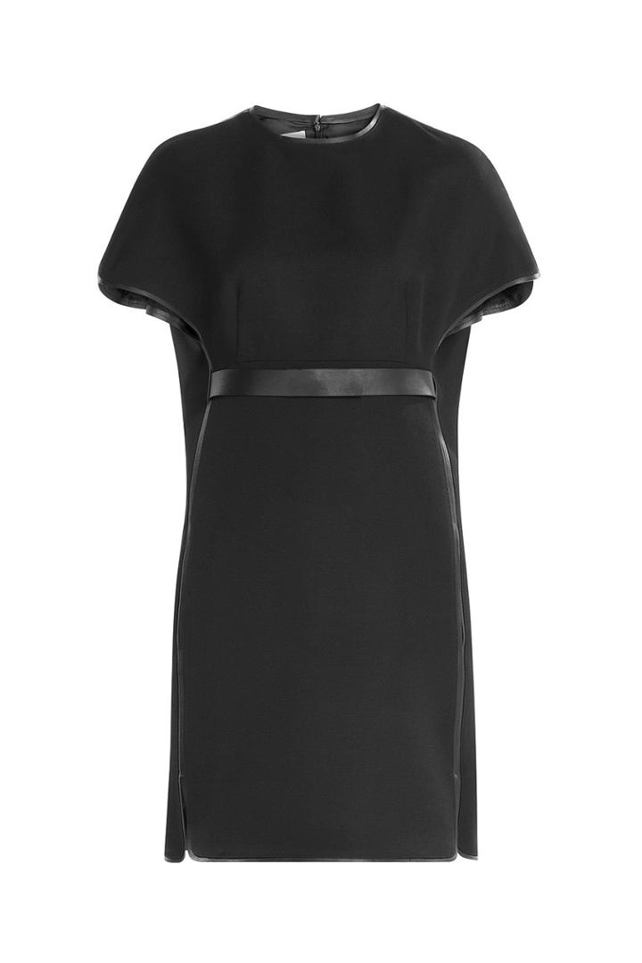 Valentino Valentino Cape Dress With Virgin Wool, Silk And Leather - Black