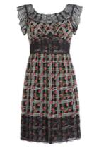 Anna Sui Anna Sui Printed Silk Dress With Lace Trim - Multicolor