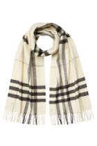 Burberry Shoes & Accessories Burberry Shoes & Accessories Giant Check Cashmere Scarf - White