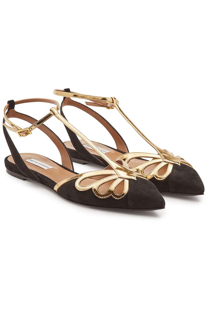 Tabitha Simmons Tabitha Simmons Suede And Leather Mary-jane Ballerinas
