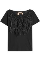 N 21 N&deg;21 Cotton T-shirt With Ostrich Feathers