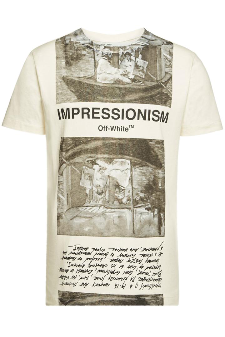 Off-white Off-white Cotton Newspaper Short Sleeve Slim Tee