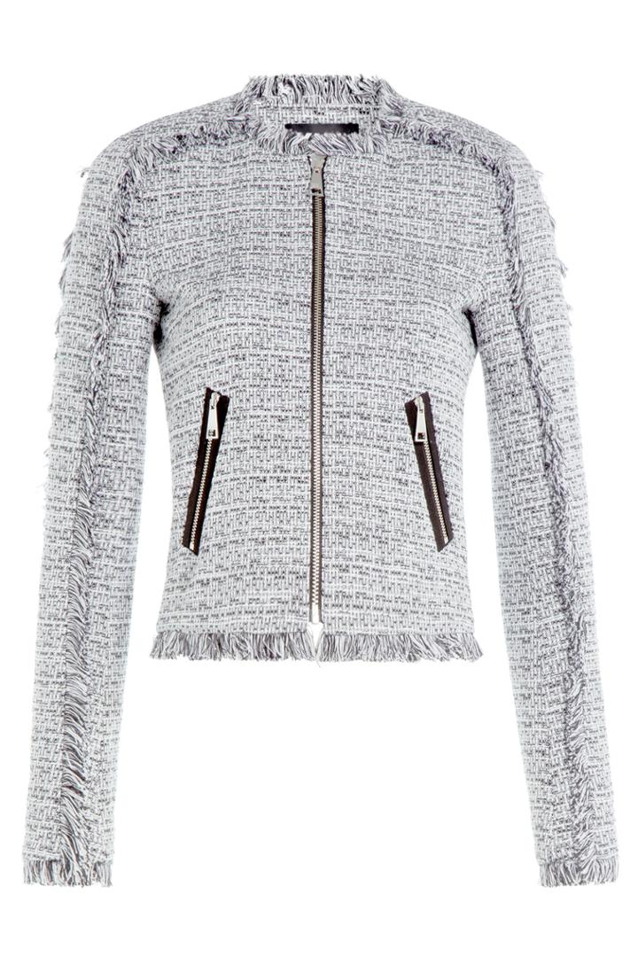 Karl Lagerfeld Karl Lagerfeld Cotton Blend Fringe Knit Blazer - Multicolor