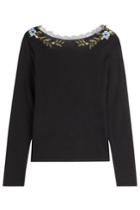 Alberta Ferretti Alberta Ferretti Wool Pullover With Embroidery And Lace Collar - Black
