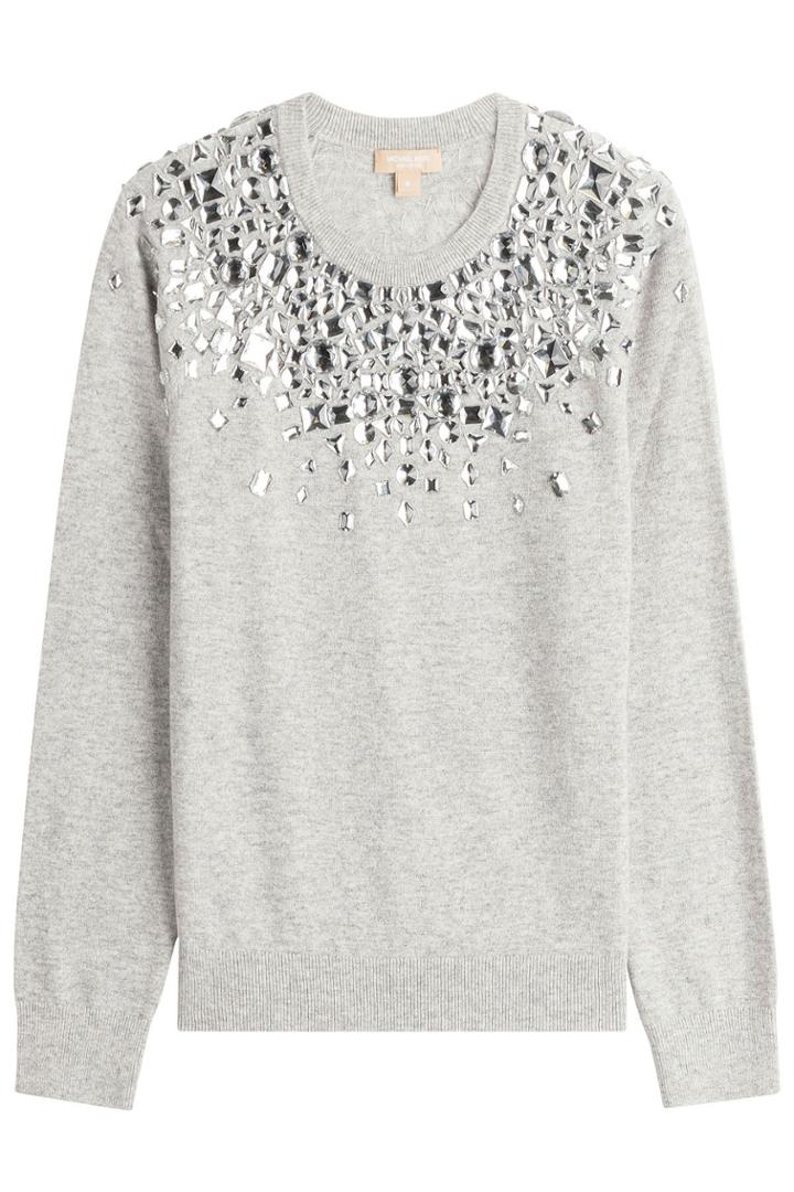 Michael Kors Michael Kors Embellished Cashmere Pullover - Grey