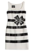 Boutique Moschino Boutique Moschino Bow Print Striped Sheath Dress