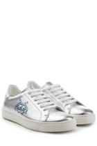 Anya Hindmarch Anya Hindmarch Space Invader Metallic Leather Sneakers - Silver