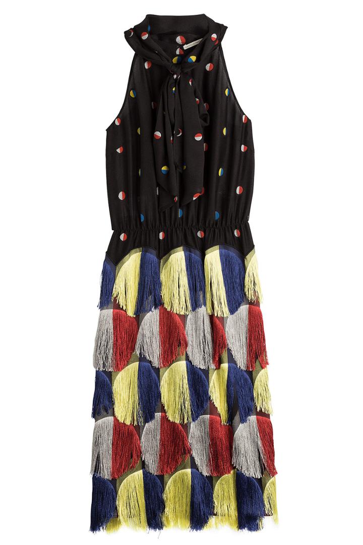 Marco De Vincenzo Marco De Vincenzo Silk Dress With Fringed Skirt