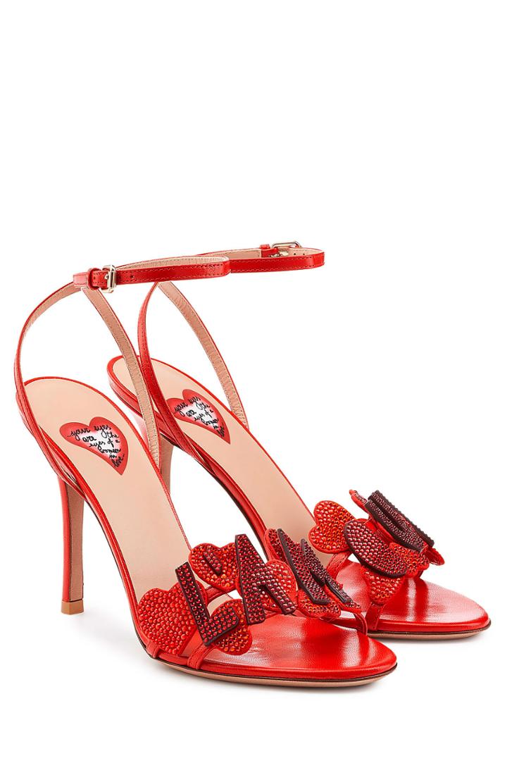 Valentino Valentino Lamour Embellished Leather Pumps - Red