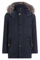 Michael Kors Collection Michael Kors Collection Coat With Fox Fur Trimmed Hood - Blue