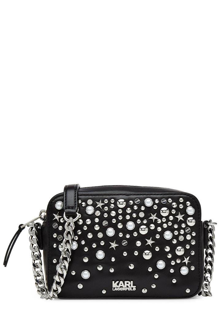 Karl Lagerfeld Karl Lagerfeld Embellished Leather Shoulder Bag
