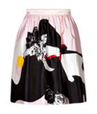Prabal Gurung Silk-cotton Rose Print Skirt