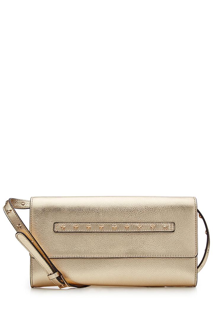 R.e.d. Valentino R.e.d. Valentino Metallic Leather Clutch With Shoulder Strap