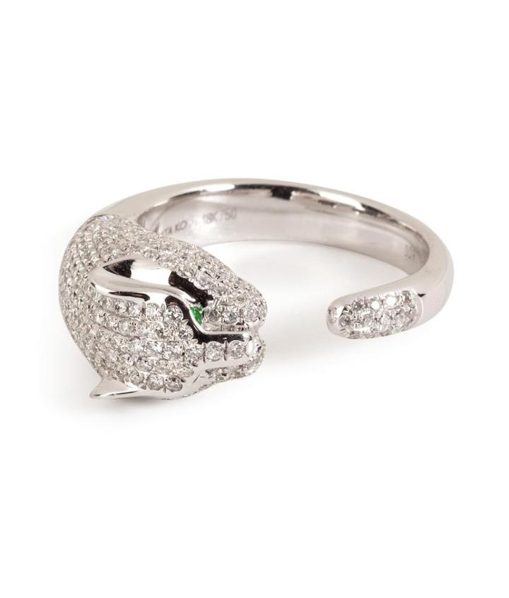 Anita Ko 18kt White Gold Cougar Ring With Diamonds