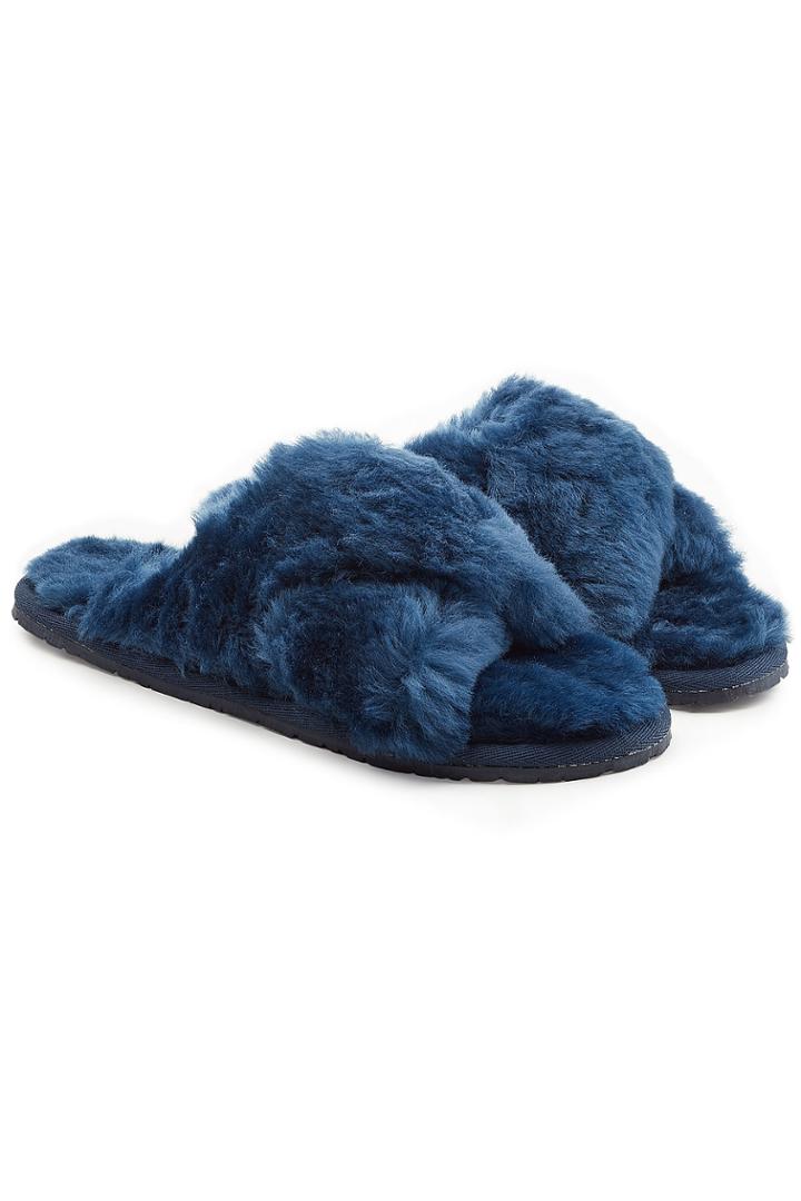 Double Rainbouu Double Rainbouu Sheepskin Crossover Slides
