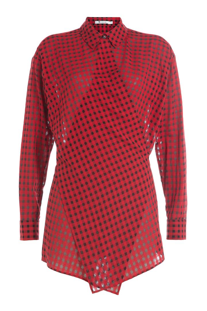 T By Alexander Wang T By Alexander Wang Wrap Around Printed Shirt - Red