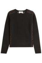 Valentino Valentino Wool Pullover With Stud Embellishment And Lace - Black