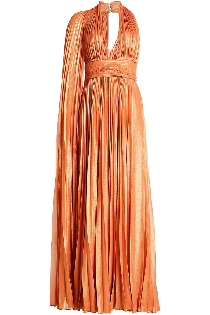 Elie Saab Elie Saab Asymmetric Pleated Lamé Dress