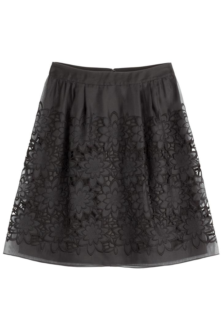 Alberta Ferretti Alberta Ferretti Flared Skirt With Embroidery - Black