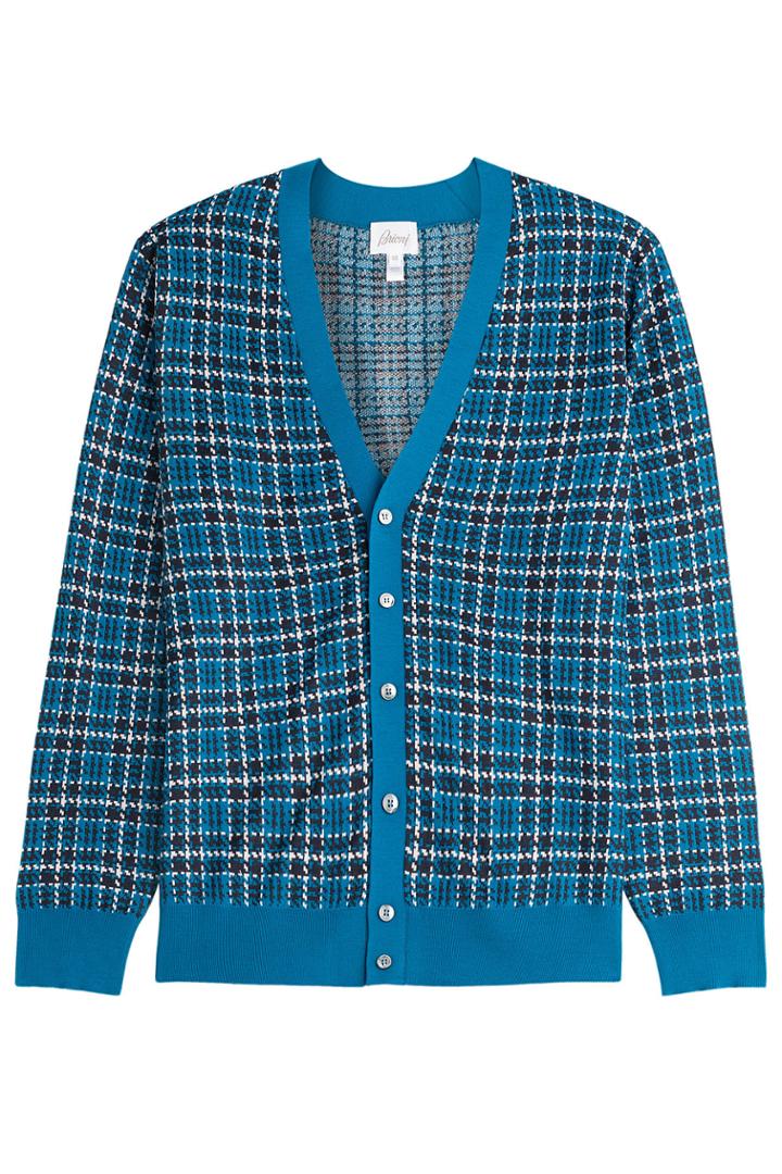 Brioni Brioni Wool-silk Cardigan - Teal