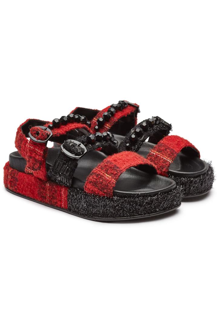Simone Rocha Simone Rocha Tartan Leather Sandals With Crystal Embellishment
