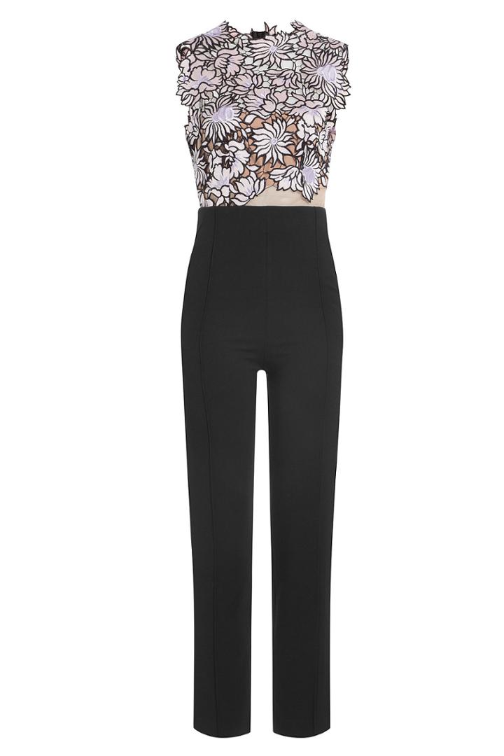 Self-portrait Self-portrait Jumpsuit With Embroidered Top - Multicolor