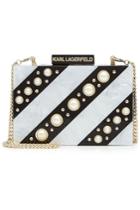Karl Lagerfeld Karl Lagerfeld Printed Box Clutch With Faux Pearls