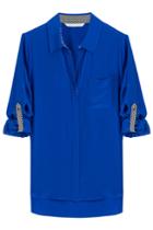 Diane Von Furstenberg Diane Von Furstenberg Silk Blouse With Printed Tabs - Blue