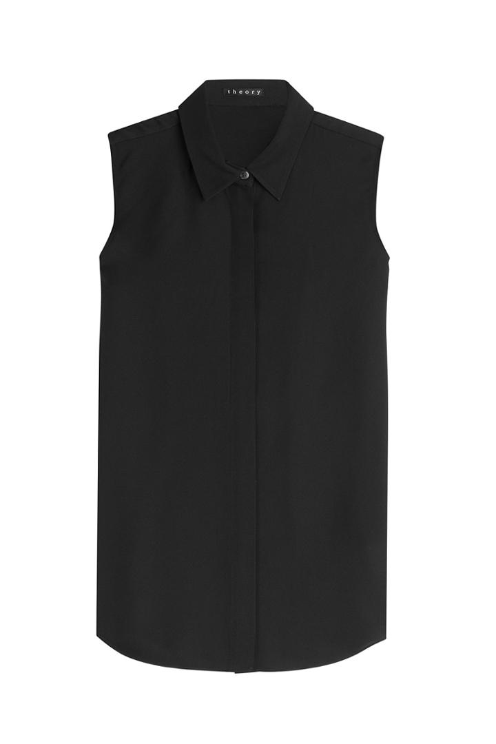 Theory Theory Silk Sleeveless Blouse - Black
