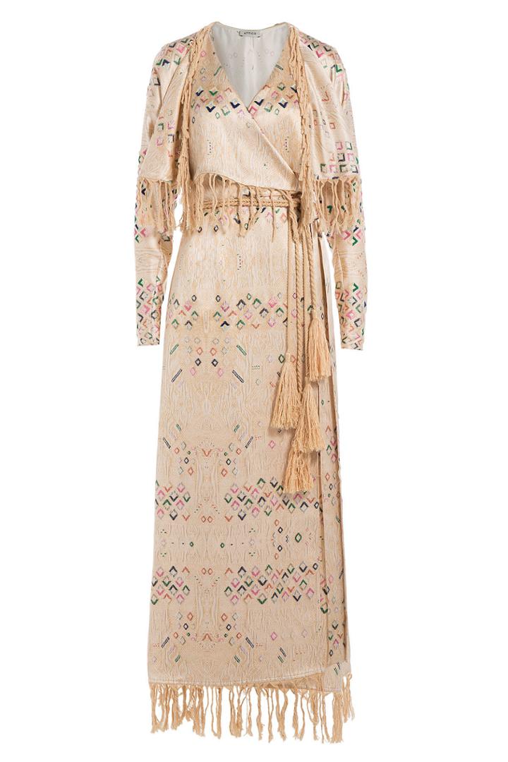 Attico Attico Printed Silk Dress With Fringing - Multicolored
