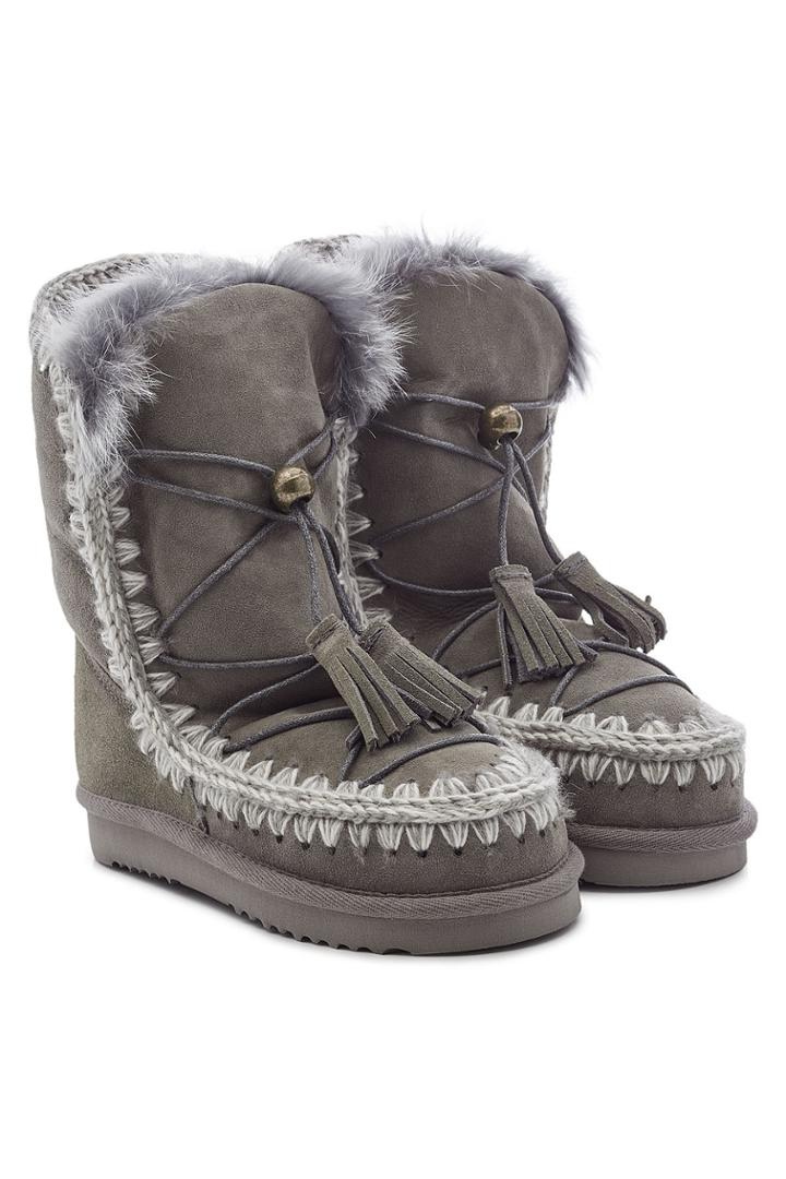 Mou Mou Eskimo Dreamcatcher Suede Boots With Rabbit Fur