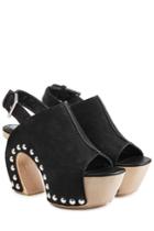Alexander Mcqueen Alexander Mcqueen Suede Clog Sandals - Black