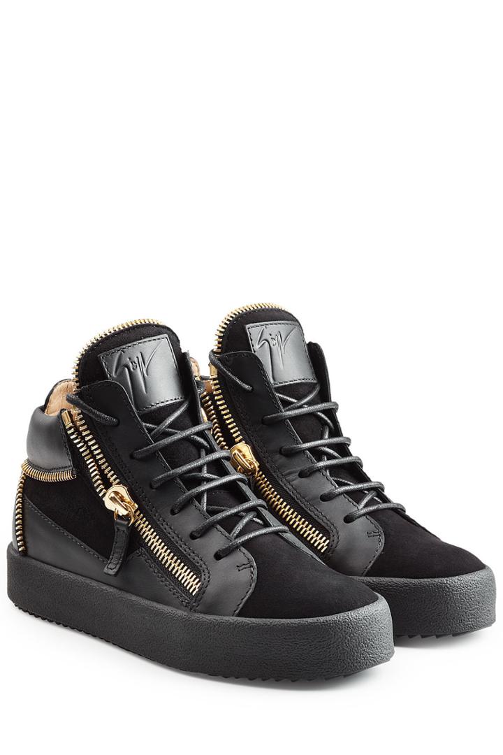 Giuseppe Zanotti Giuseppe Zanotti Leather And Velvet High Top Sneakers