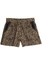 The Kooples Leopard Print Shorts With Leather