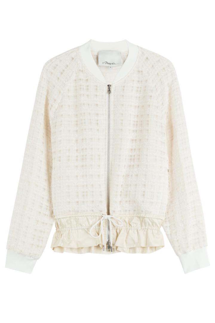 3.1 Phillip Lim 3.1 Phillip Lim Sheer Plaid Blouson Jacket - Beige