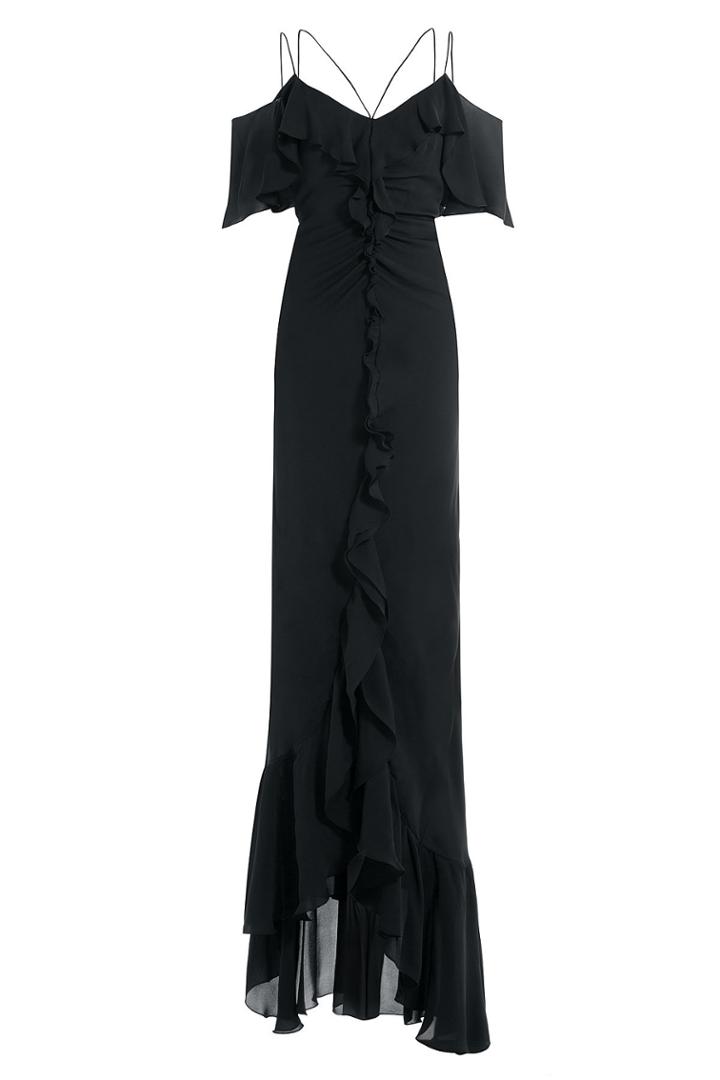 Emilio Pucci Emilio Pucci Floor Length Silk Chiffon Dress - Black