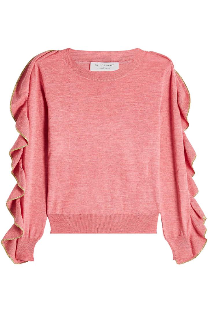 Philosophy Di Lorenzo Serafini Philosophy Di Lorenzo Serafini Virgin Wool Pullover With Ruffled Sleeves