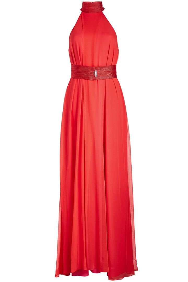 Galvan Galvan Flamingo Silk Chiffon Dress