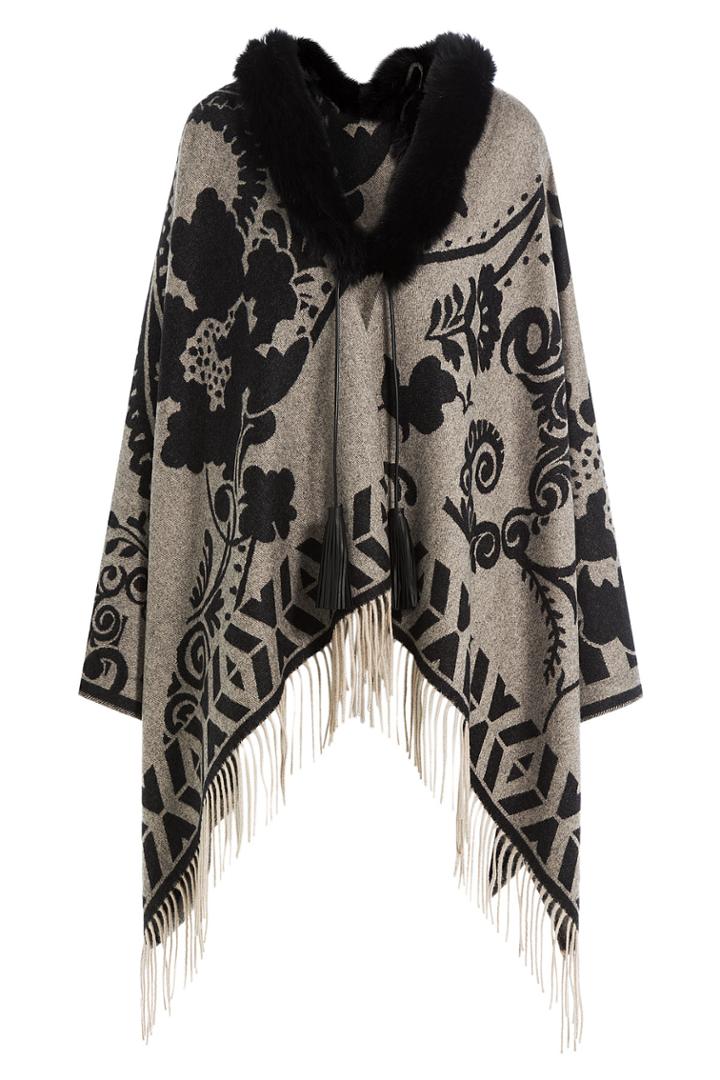 Etro Etro Cashmere Cape With Fur - Grey