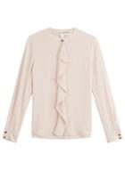 Diane Von Furstenberg Diane Von Furstenberg Silk Ruffle Front Blouse - Pink