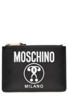Moschino Moschino Zipped Leather Clutch - Black