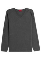 Hugo Hugo Cotton Blend Pullover With Silk And Cashmere - Grey