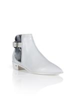 Laurence Dacade Laurence Dacade Leather Buckled Pointy Toe Boots - White