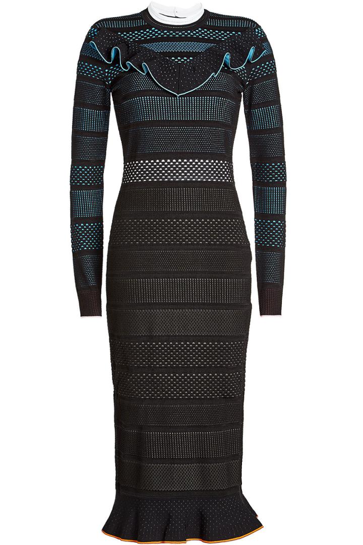 Versace Versace Mesh Dress With Ruffled Trims