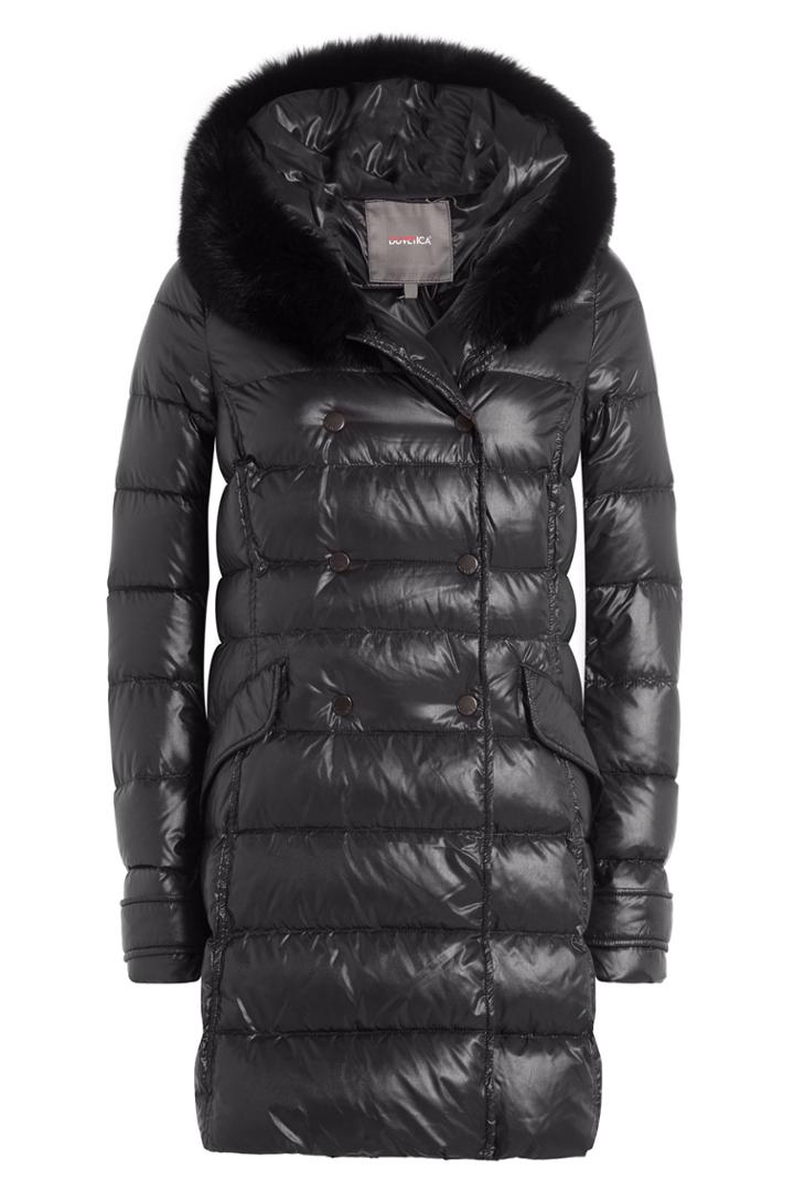 Duvetica Duvetica Down Coat With Fox Fur-trimmed Hood - Black