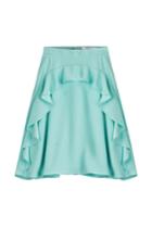 Carven Carven Crepe Skirt With Ruffles - Teal