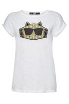 Karl Lagerfeld Karl Lagerfeld Choupette Boucle Embroidered Linen T-shirt