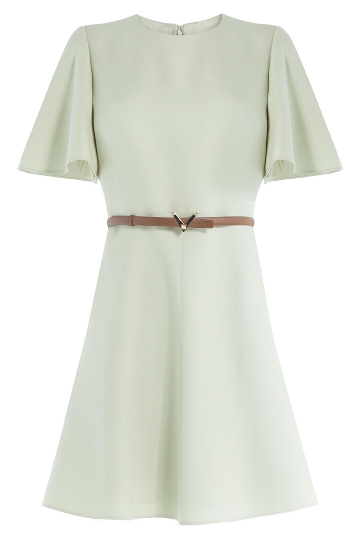 Valentino Valentino Silk Dress With Leather Belt - Green